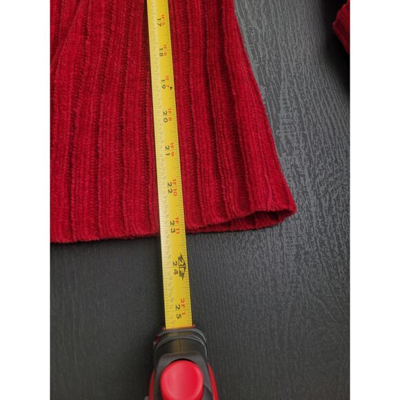 Vintage Designers Originals Fur Trim Knit Zip Up Cardigan Size M Red Preppy - Picture 6 of 6